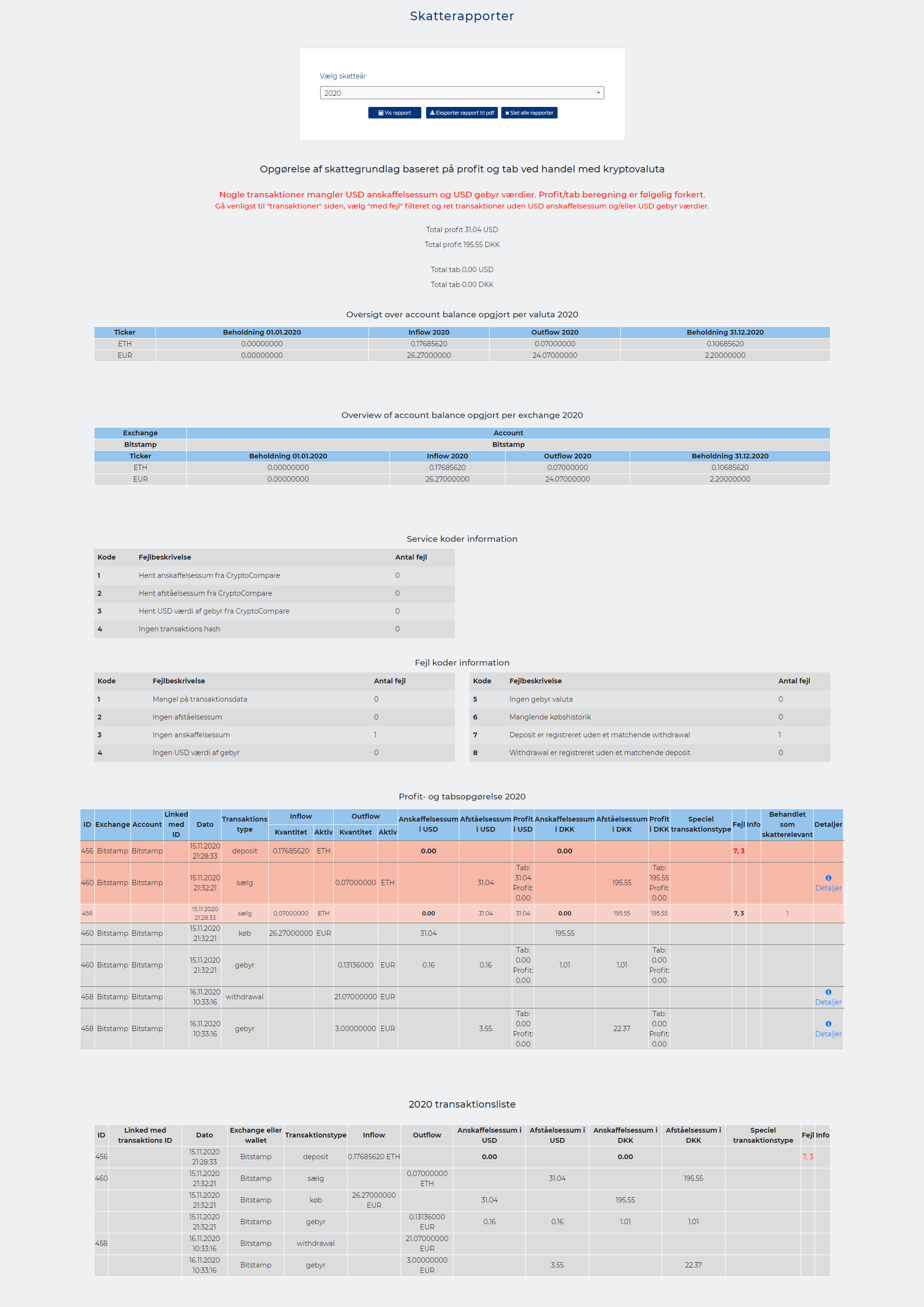 Rapporter screenshot