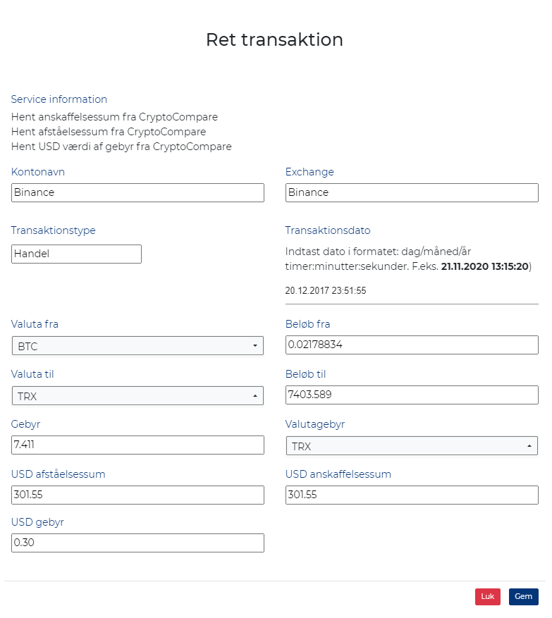 ret transaktion